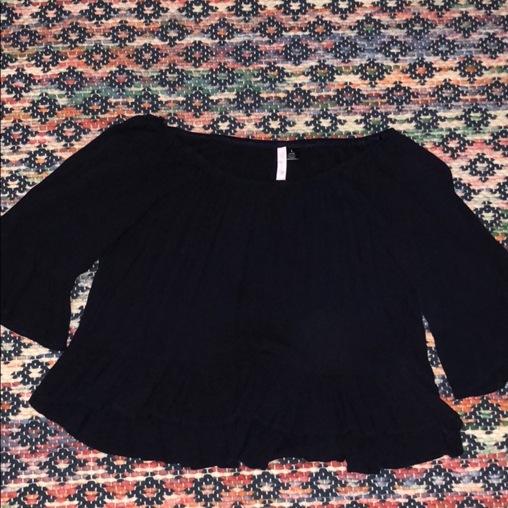 Off the shoulder navy blouse from boutique